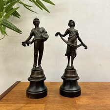 Art Nouveau pair of bronze spelter figures