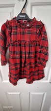 Next Girl's Long Sleeve Tartan Print Christmas Red Dress Size 3-4y