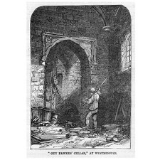 LONDON Guy Fawkes Cellar at Westminster - Antique Print 1857