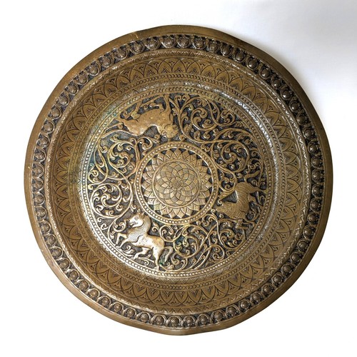 Antique sri lankan brass plate - brass,