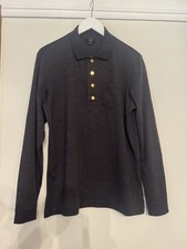 Mens Designer Alfred Dunhill Fine Grey Pure Wool Top Jumper Large Slim Fit 