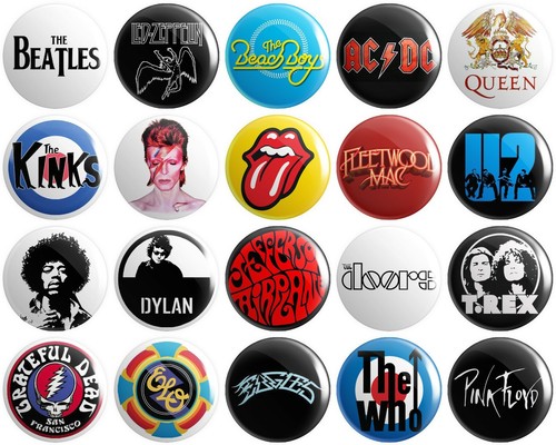 Classic rock bands button - rock,