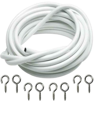 White net curtain wire - white,