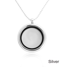 Crystal Locket Pendant Necklace Round Glass Floating Jewelry Living Memory
