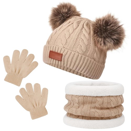 3pcs kids winter - warm, beanie