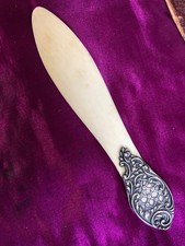 Antique Sterling Silver and Faux Ivory  Letter Opener, or Page Turner