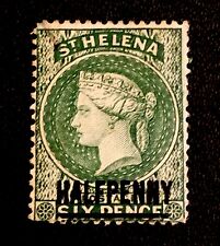 ST HELENA 1885 1/2d STAMP-HALFPENNY ON SIXPENCE OP- QUEEN VICTORIA -Sg SH 35 MH