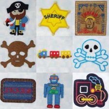 Boy Toy Cowboy Pirate Train Iron or Sew On Motif Coat Patch Badge 9 DESIGNS 439D