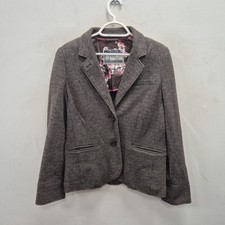 Joules Henford Herringbone Brown Tweed Country Hacking Blazer Jacket Size Uk 14