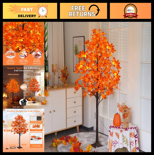 5ft lighted maple tree with - 5ft,