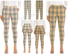 Ladies Womens Leggings Checked Check Stretch Fashion Jeggings Trousers 8-16 NEW