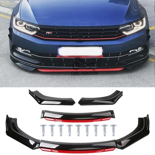 Black red front bumper - black+red, lip