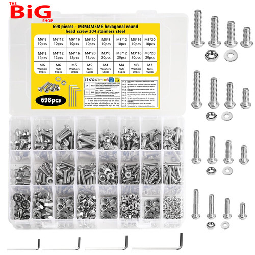 698 pcs bolts nuts - m3-m6,