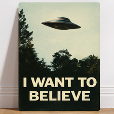 X Files UFO I Want To Believe Aluminium Metal Sign Wall Art Poster Gift
