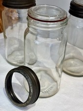 3x Vintage Glass Jars With Lid Storage Canisters Kitchen Larder Pantry Airtight