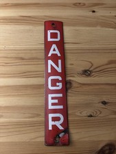 Industrial Enamel Warning Sign Danger Plate 12x2" Vintage