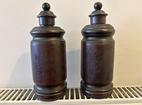 Pair chinese hand carved - of,