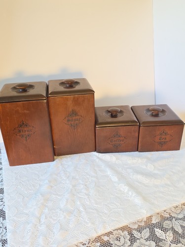 Midcentury wooden canister set - wooden,