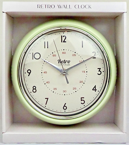 Retro cream wall clock round - wall, clock,