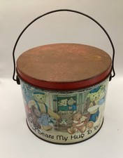Vintage American Popcorn Company Teddy Bear Tin With Handle