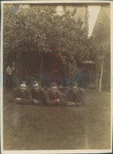 WW1 1916 Original Photo British army soldiers named desc lay in garden 3.9x2.9"