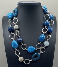 Chunky Long Line Silver Tone