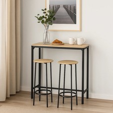 3Pc Bar Table & Stools Set Home Kitchen Dining Breakfast Industrial Furniture