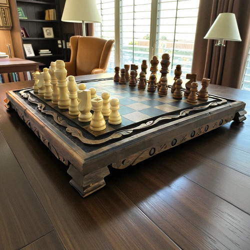 Luxury walnut chess set - chess,