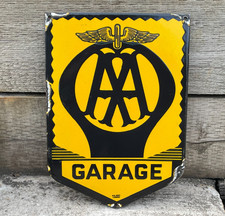 Vintage AA Garage BB Kent Enamel Advertising Sign Mancave Raised Lettering
