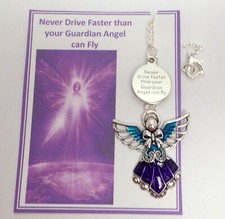 Never Drive Faster than your Guardian Angel Can Fly Car Mirror Charm Angel