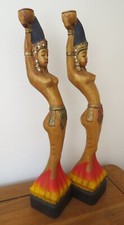 Hand Carved Wooden Indonesian/Bali Fire Dancers x 2