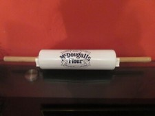 Rolling Pin Vintage Ceramic / Porcelain & Wood McDougalls Flour Advertising