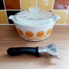Vintage Pyrosil Orange Lidded Casserole Dish PC 4B 2.5L + Detachable Handle