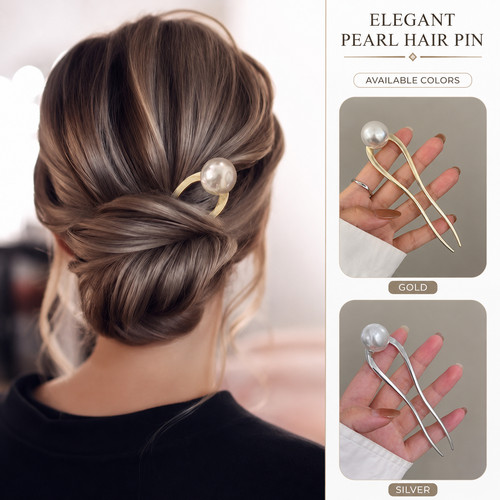 Pearl hair pin bun stick - hair,