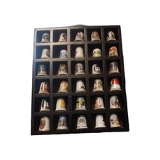 Vintage Thimble Display Case 30 Unique Collectable thimbles.