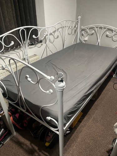 White metal day bed frame - white,