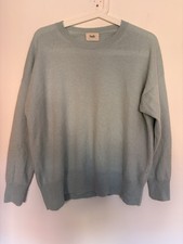 Hush Aqua Blue Oversized Cashmere Crew Neck Knit Jumper Medium 12