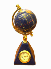 World Globe with Clock  Blue