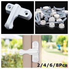 2- 8Pcs UPVC Door Sash Jammer Security Restrictor Lock White Window Safety Locks