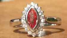 Natural Padparadscha Sapphire halo design ring Uk size P