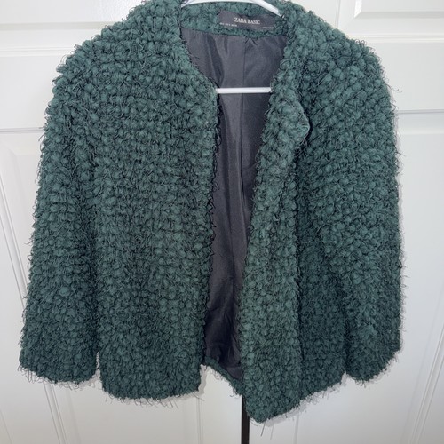 Zara deep forest green fluffy - forest,