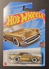 Hot Wheels 57 Chevy, Gold, White Wheels, Bel Air, 2022 Hotwheels 