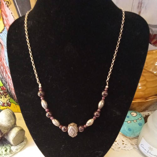 Indian silver necklace with - indian,
