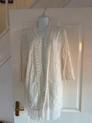 Oasis white lace kimono - white,