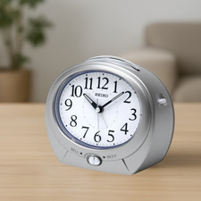 Seiko Alarm Clock Silver QHK005 Silent Sweep Snooze Luminous Bedside Table Clock