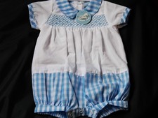  BABY BOY SMOCKED ROMPER WITH