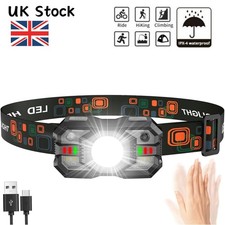Sensor Waterproof Headlamp  USB Rechargeable LED for Camping Hiking Super Bright