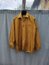 Men's Mustard Yellow Pure Solk Long Sleeve Shirt Size M New