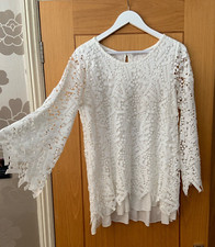 MADE IN ITALY M&G White Crochet Lace Tunic Top One Size M Boho Lagenlook Layered