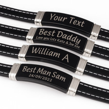 Engraved Personalised medical Mens Leather Bracelet ID Birthday christmas gift